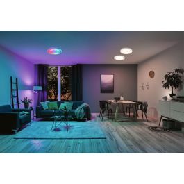 DYNAMIC METAL CEILING LAMP WHITE AND CHROME D48 CM LED 38,5W RGB RAINBOW EFFECT