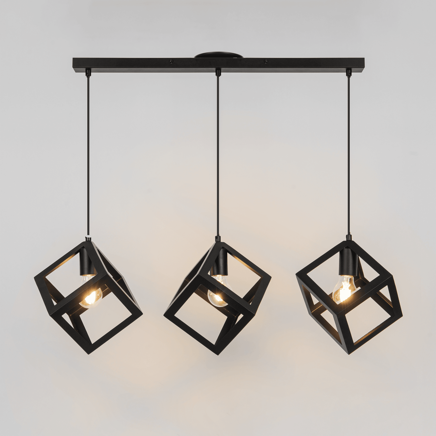 Lampadario plywood metallo nero l70cm 3xe27