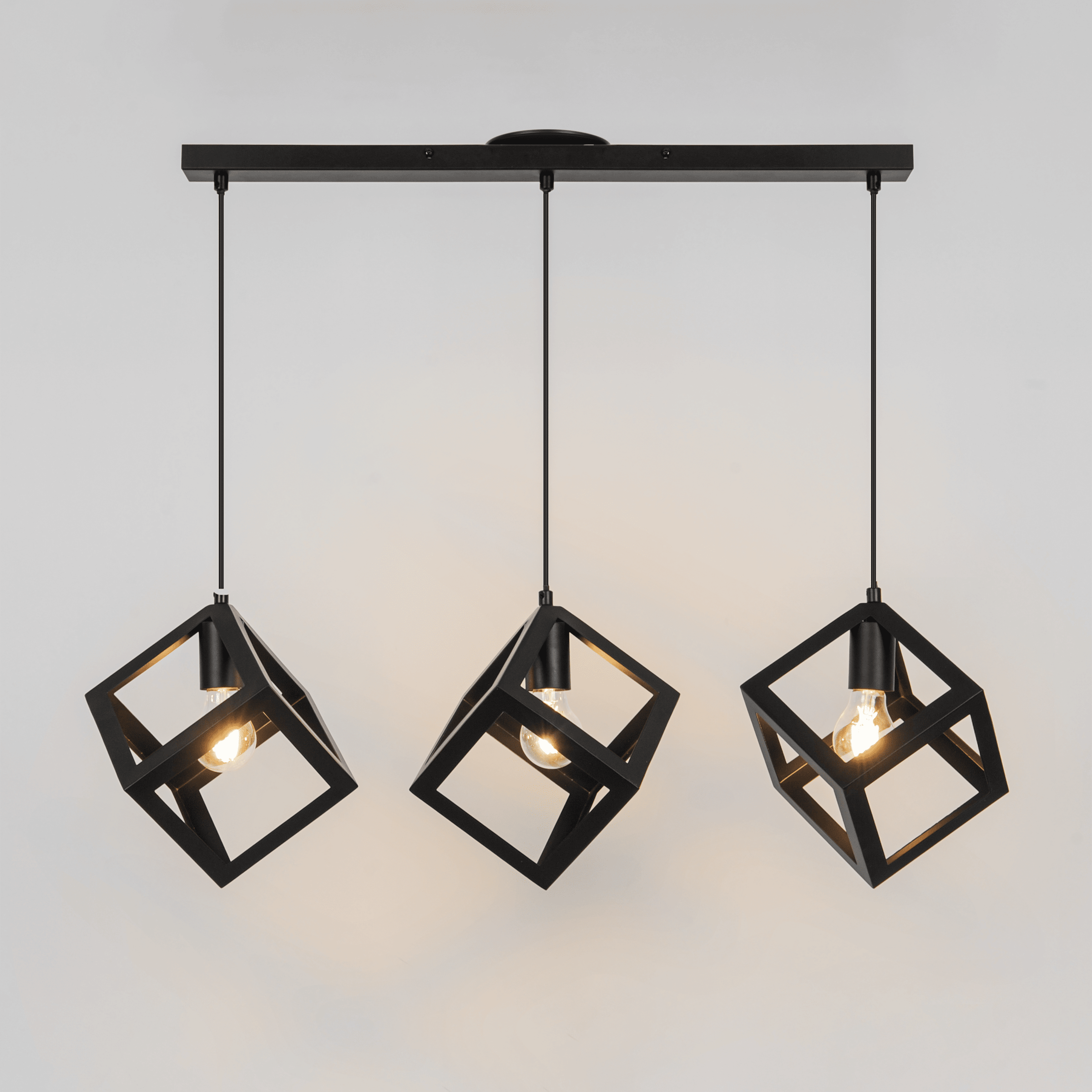 Lampadario plywood metallo nero l70cm 3xe27