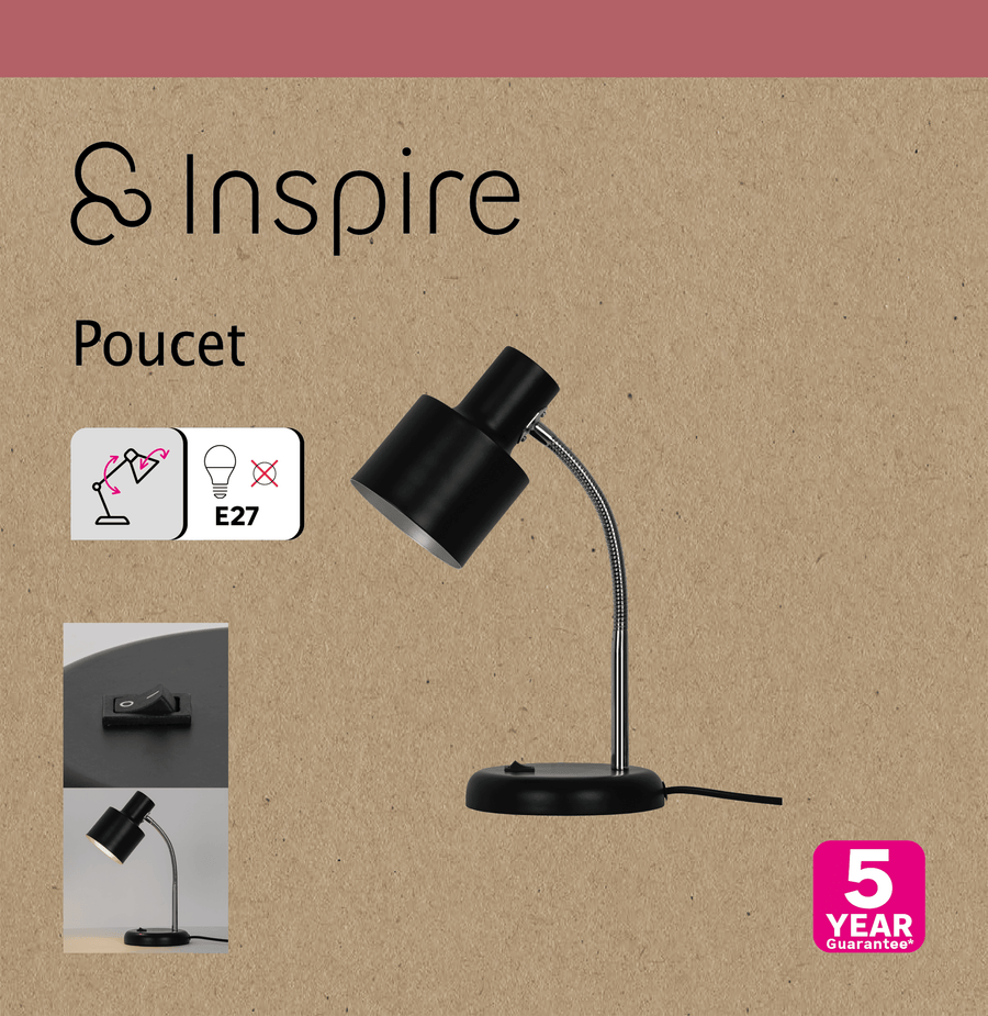 Lampada studio poucet metallo nero h34 cm e27=25w