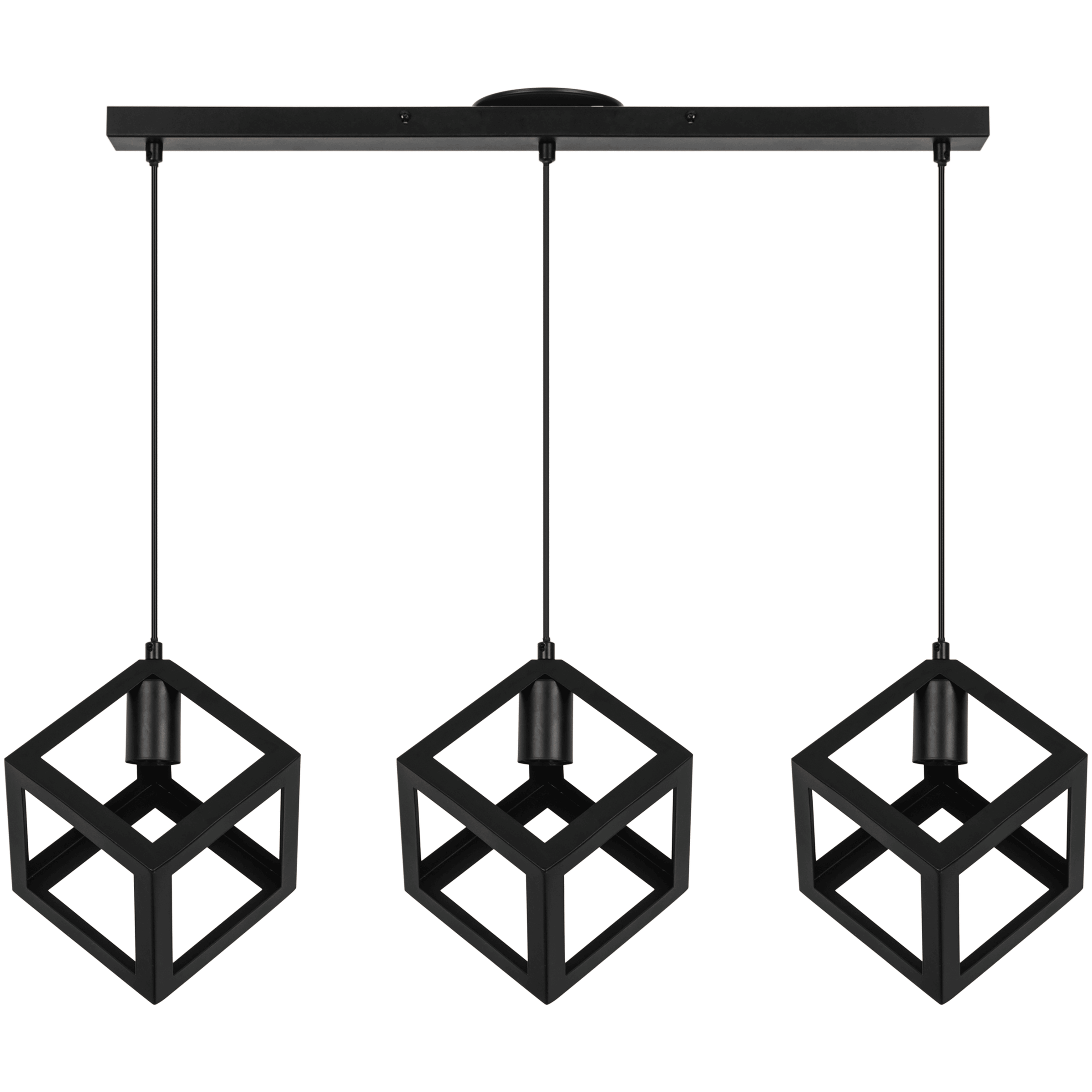 Lampadario plywood metallo nero l70cm 3xe27
