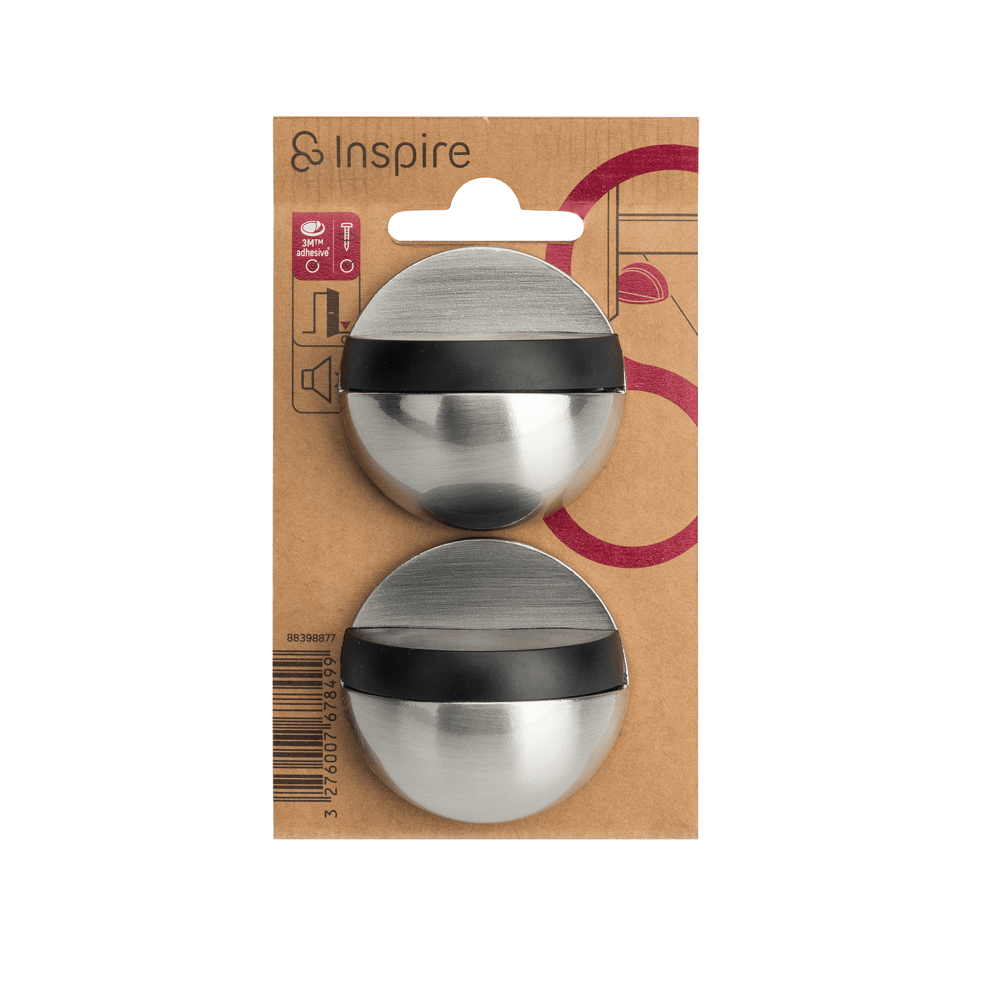 ZINC MOON DOORSTOP WITH POLISHED NICKEL DOUBLE FASTENING D 4.7 X H 2.5 CM, 2 PIECES INS