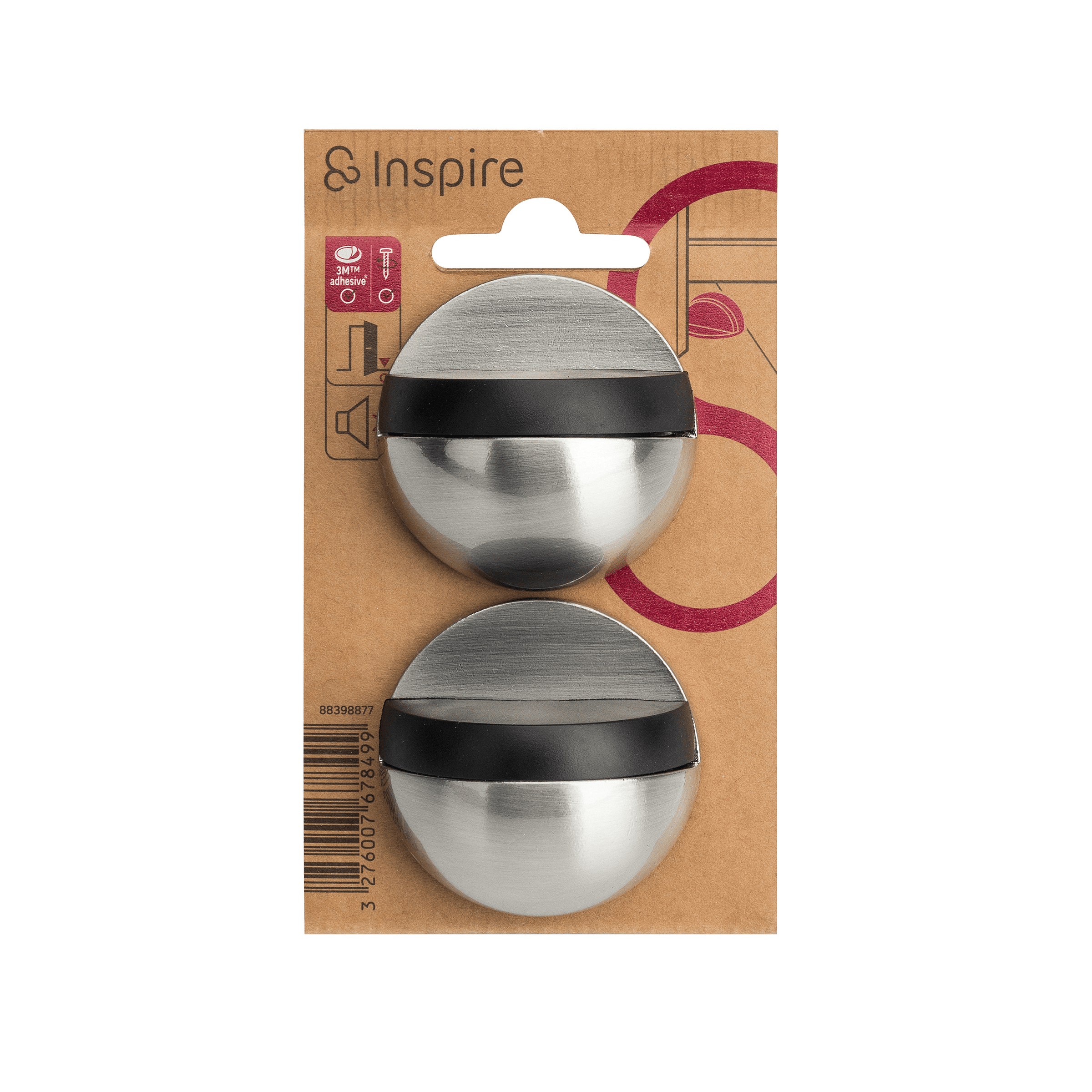 ZINC MOON DOORSTOP WITH POLISHED NICKEL DOUBLE FASTENING D 4.7 X H 2.5 CM, 2 PIECES INS