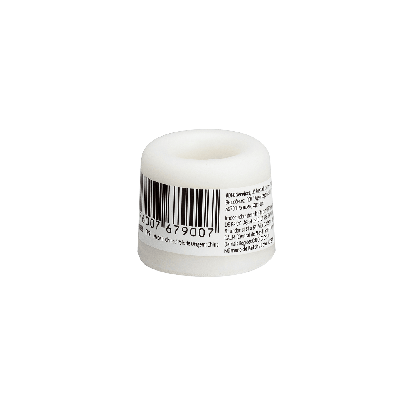 VULCANISED RUBBER DOORSTOP WITH DOUBLE FASTENING WHITE D 3 X H 2.5 CM