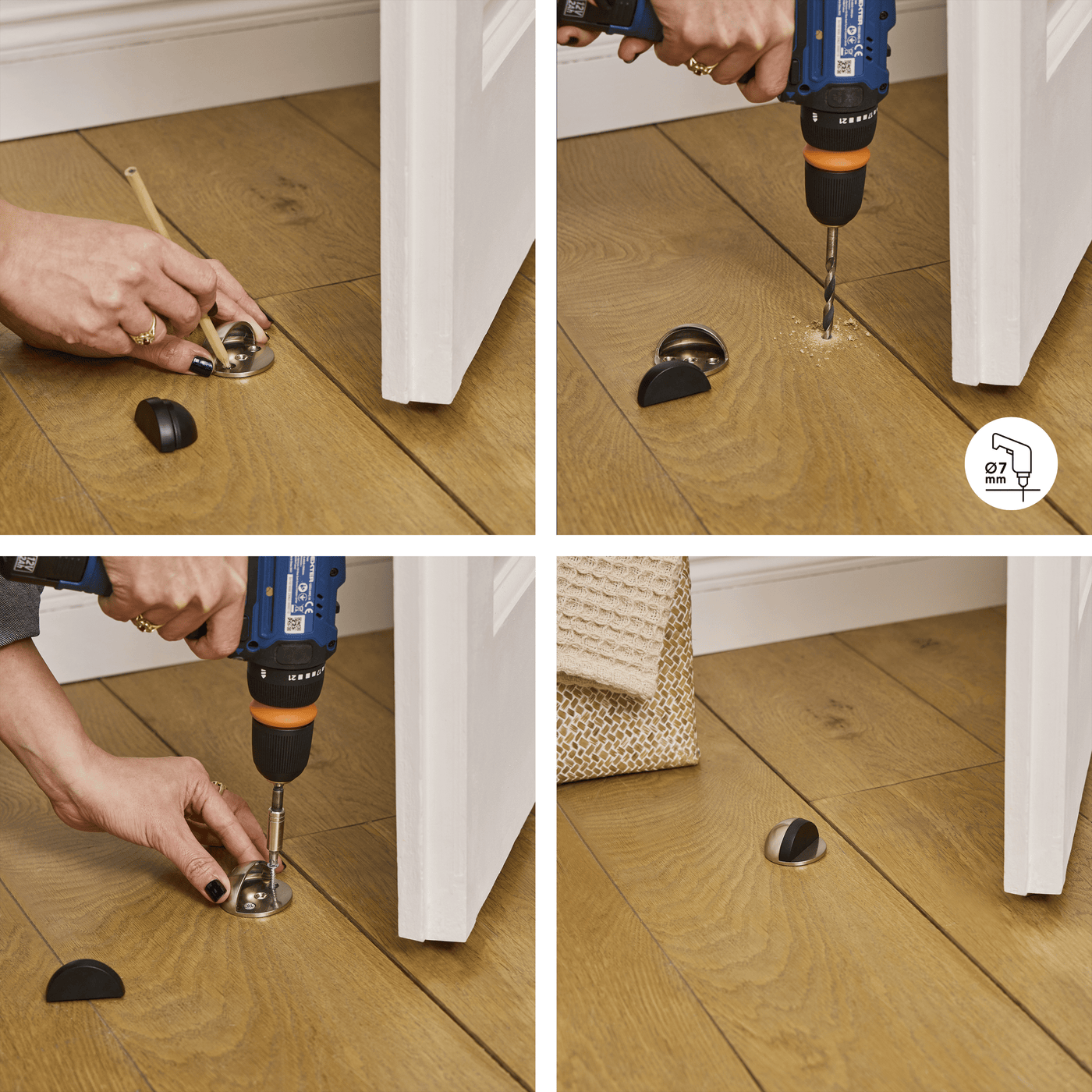 ZINC MOON DOORSTOP WITH POLISHED NICKEL DOUBLE FASTENING D 4.7 X H 2.5 CM, 2 PIECES INS