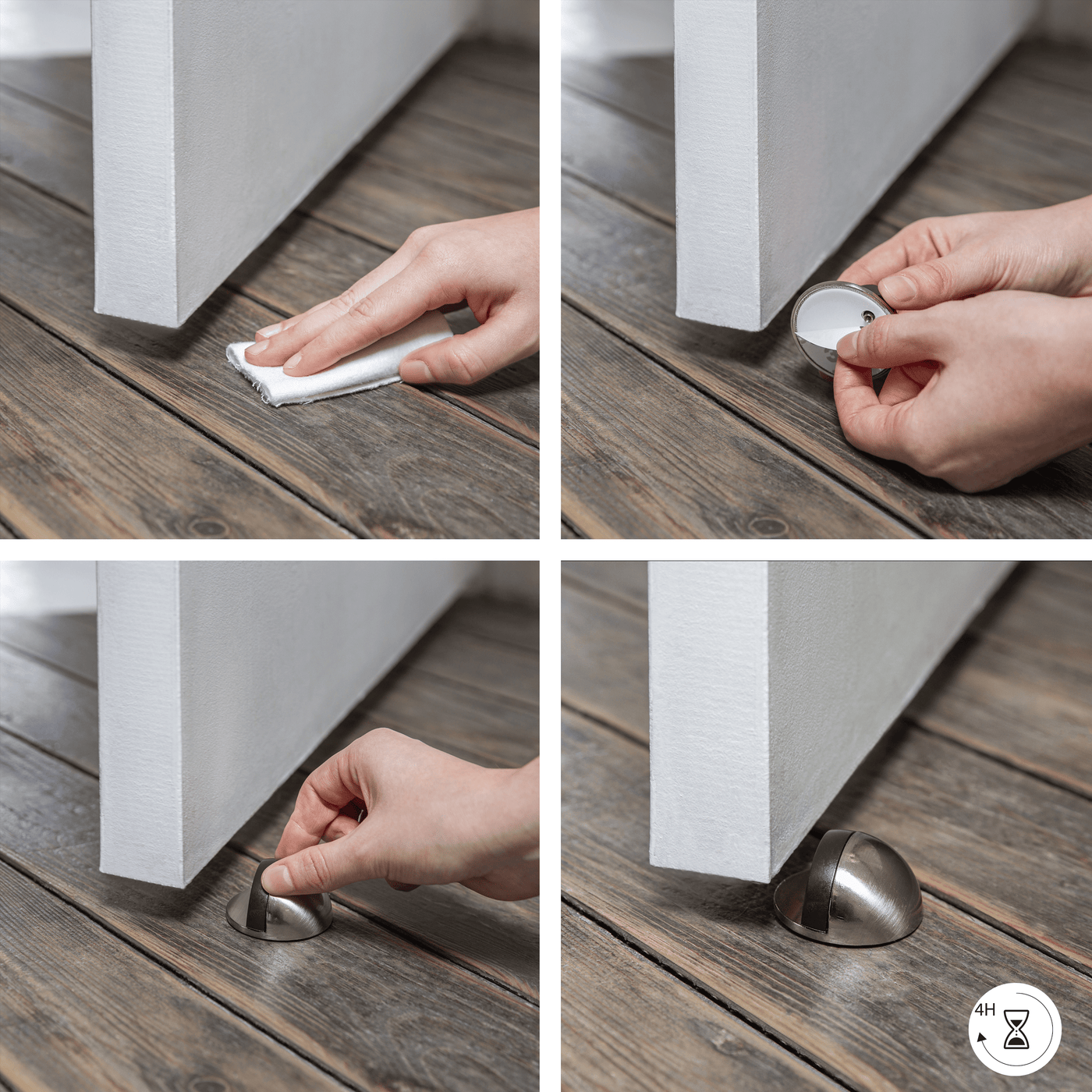 ZINC MOON DOORSTOP WITH POLISHED NICKEL DOUBLE FASTENING D 4.7 X H 2.5 CM, 2 PIECES INS