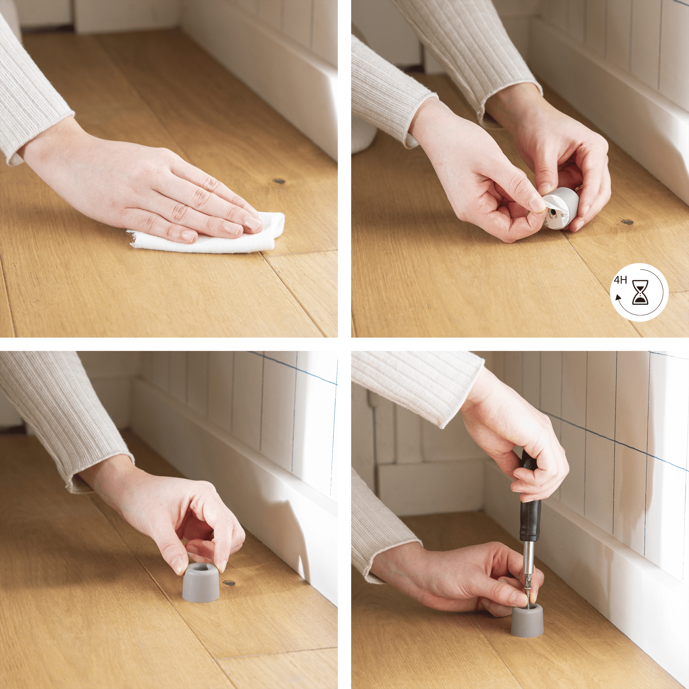 VULCANISED RUBBER DOORSTOP WITH DOUBLE FASTENING MATT BROWN D 3 X H 2.5 CM