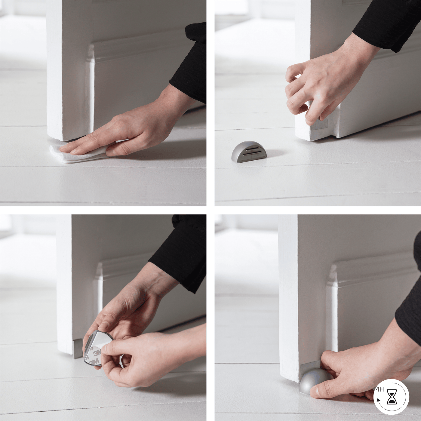 MAGNETIC DOORSTOP WITH ADHESIVE FASTENER