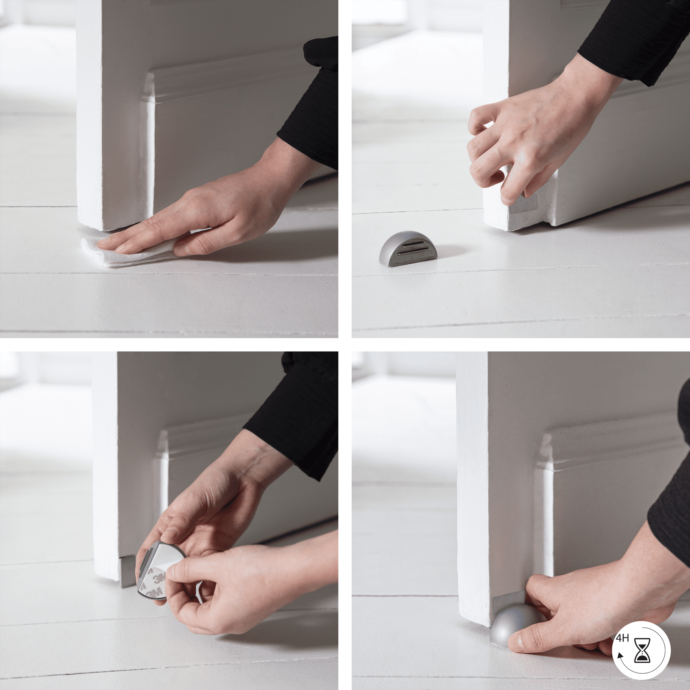MAGNETIC DOORSTOP WITH ADHESIVE FASTENER