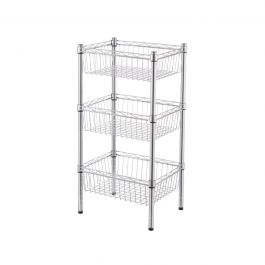 CHROME WIRE BOOKCASE IN KIT L45xP35xH90CM 3 RACKS DESKS - SPACEO