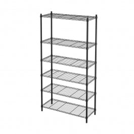 CHROME WIRE BOOKCASE IN KIT W90xD35xH180CM 6 SIDES BLACK - SPACEO