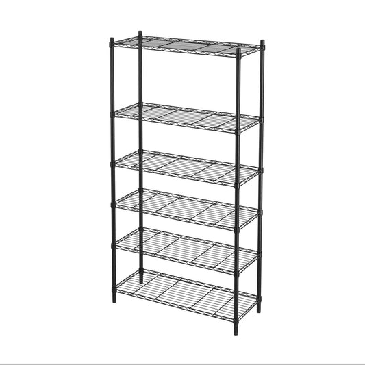 Bricocenter LIBRERIA FILO CROMO IN KIT L90xP35xH180CM 6 RIPIANI NERO - SPACEO