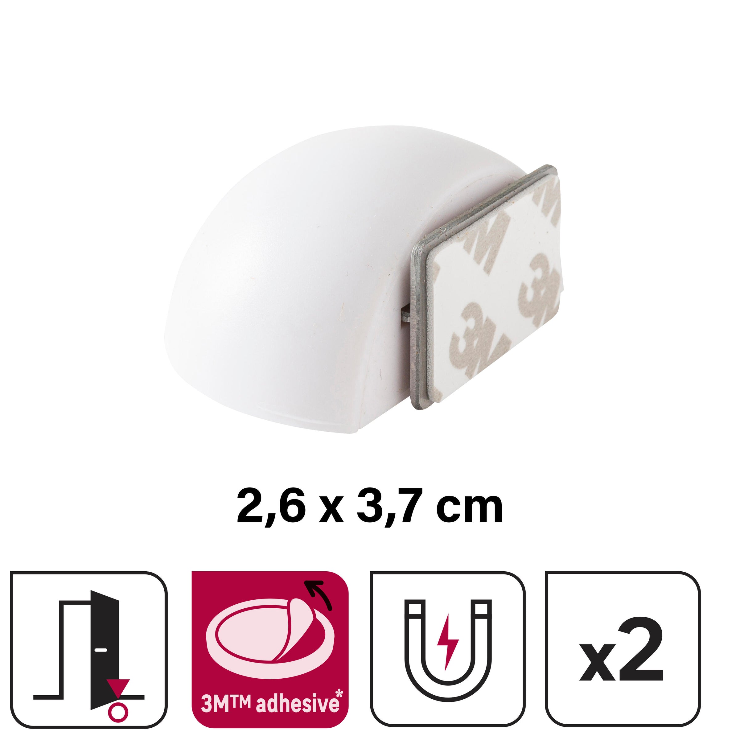 MAGNETIC DOORSTOP WITH ADHESIVE FASTENER