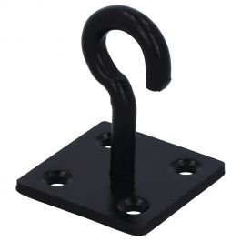 STEEL HOOK ON PLATE 50X50X5MM BLACK