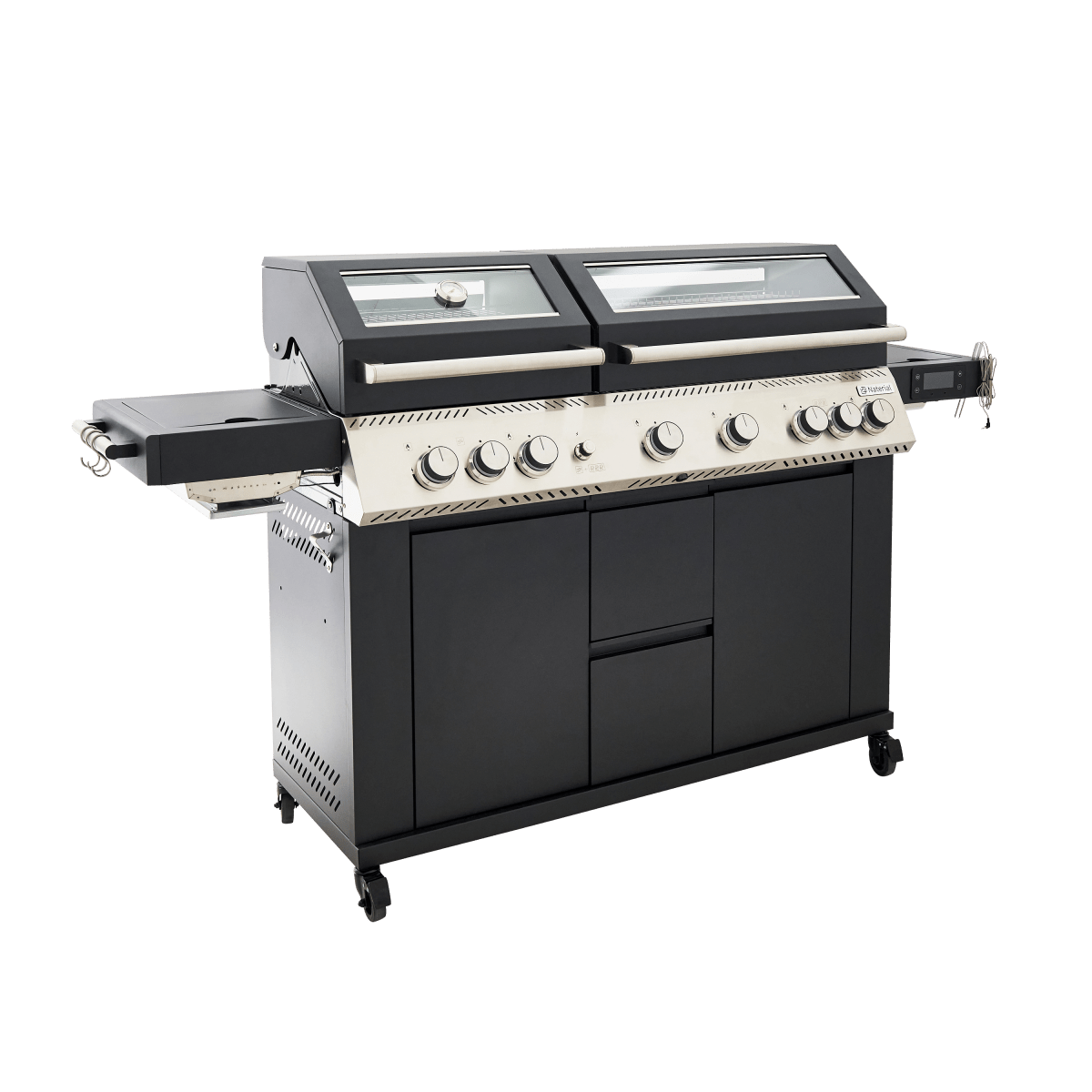 PREMIUM UPSILON NATERIAL GAS BBQ 6+2 BURNERS STEEL BLACK SERIES