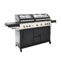 PREMIUM UPSILON NATERIAL GAS BBQ 6+2 BURNERS STEEL BLACK SERIES