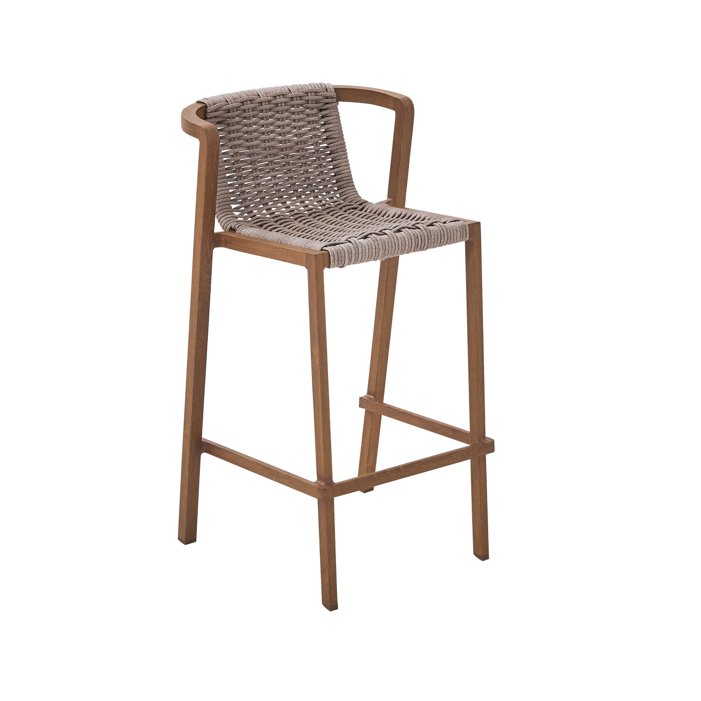 GAIA NATERIAL HIGH STOOL WOOD EFFECT ALUMINUM AND SYNTHETIC WICKER