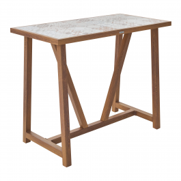 GAIA 4 SEATER 126X65.5 WOOD EFFECT TABLE WITH NATERIAL CERAMIC MOSAIC TOP