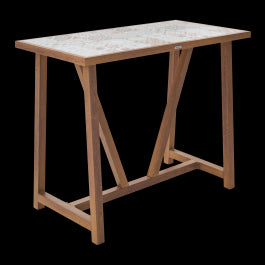 GAIA 4 SEATER 126X65.5 WOOD EFFECT TABLE WITH NATERIAL CERAMIC MOSAIC TOP