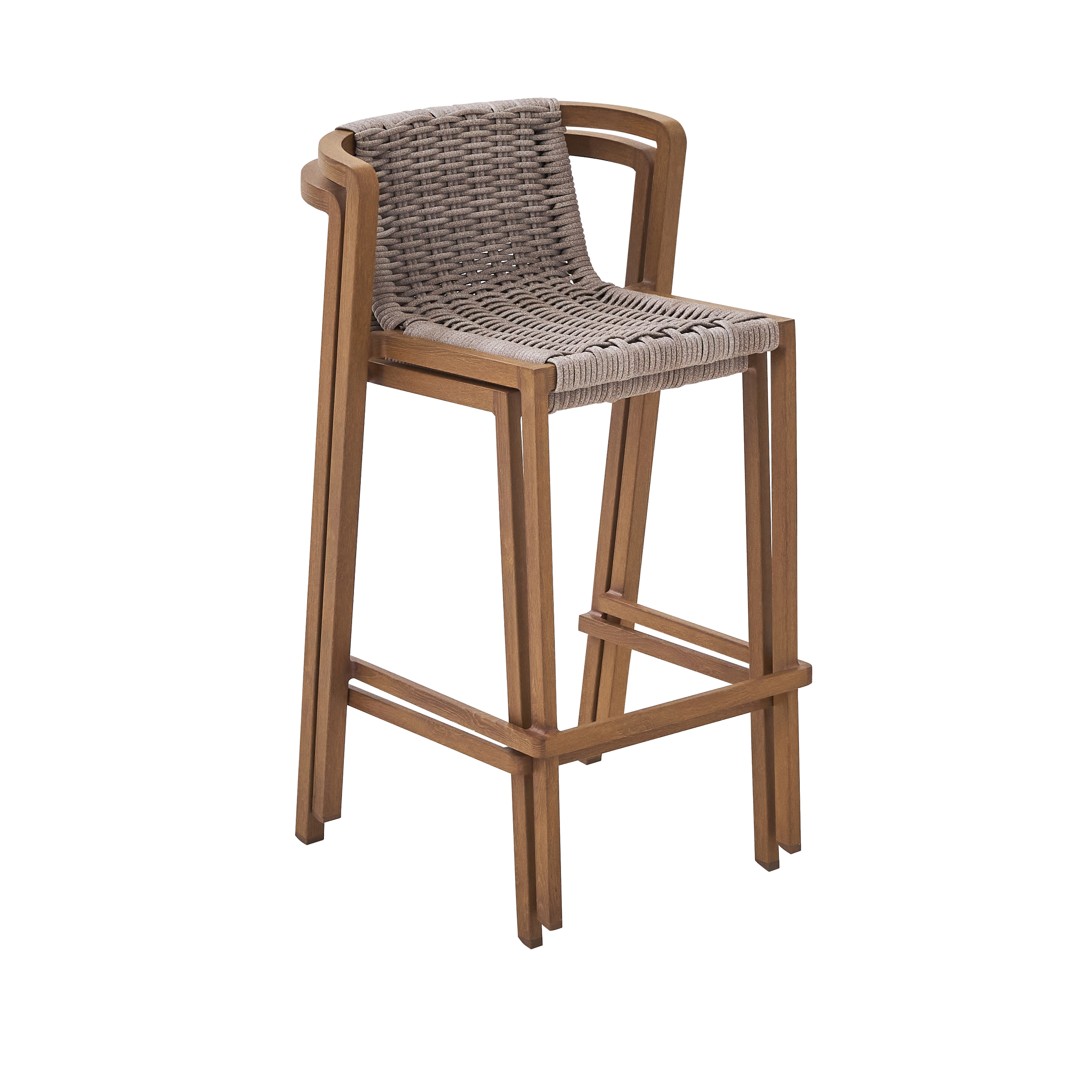 GAIA NATERIAL HIGH STOOL WOOD EFFECT ALUMINUM AND SYNTHETIC WICKER