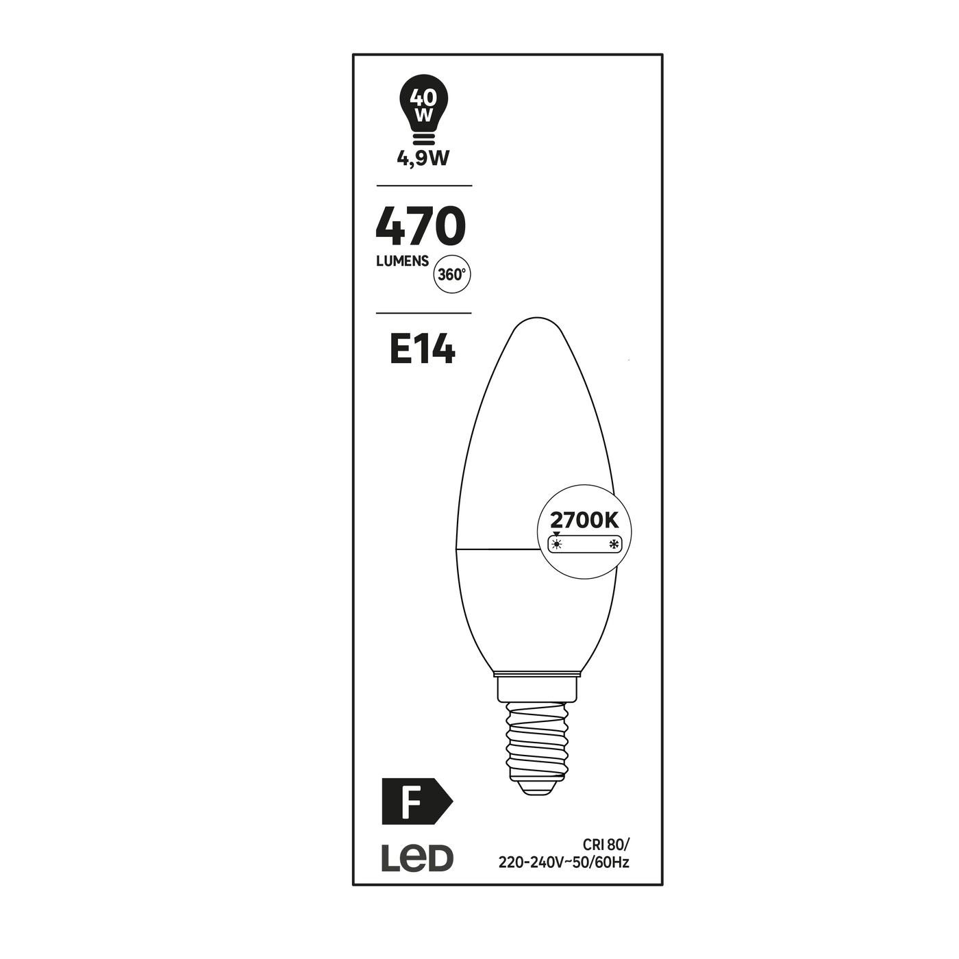 LED BULB E14 =40W CANDLE FROSTED WARM LIGHT