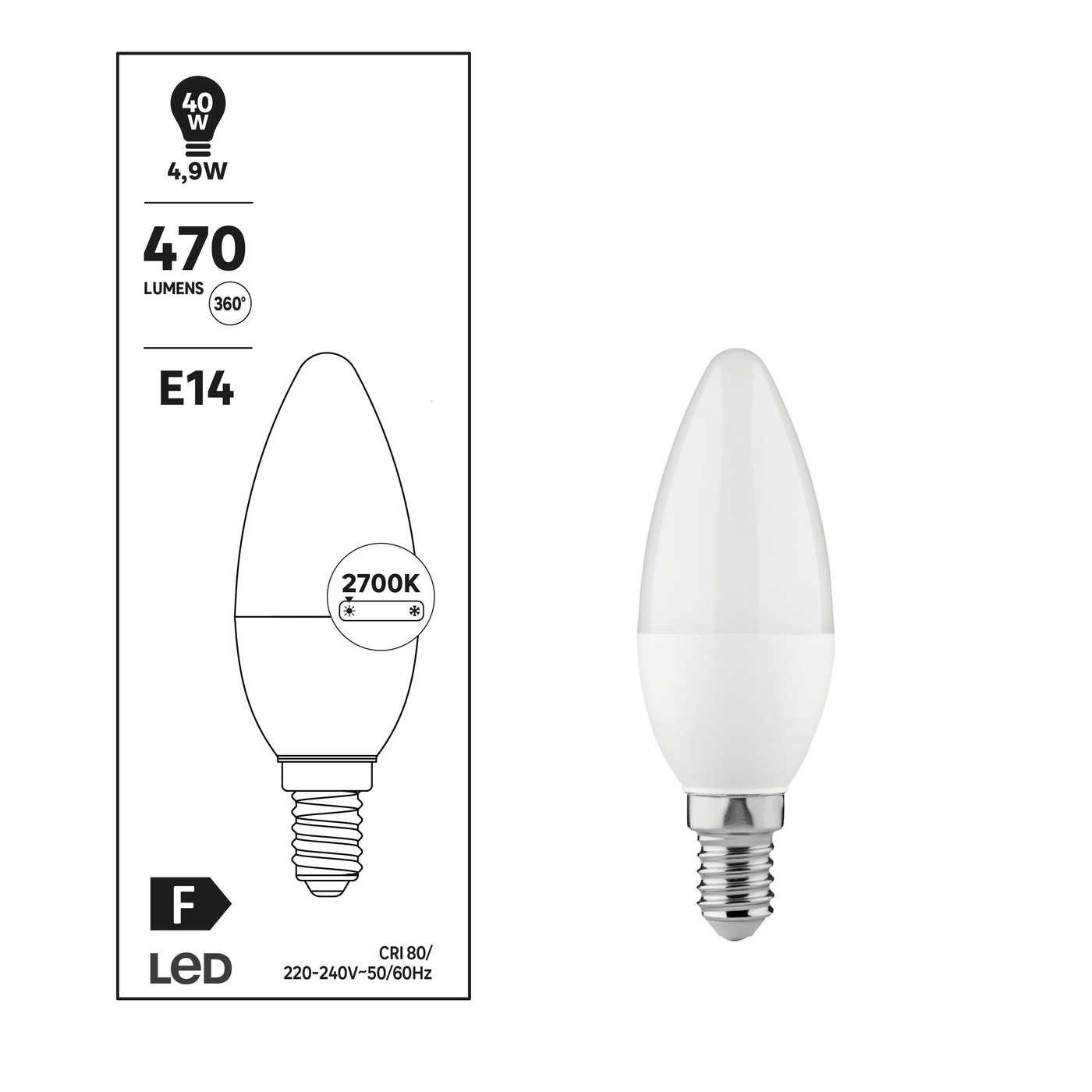 LED BULB E14 =40W CANDLE FROSTED WARM LIGHT