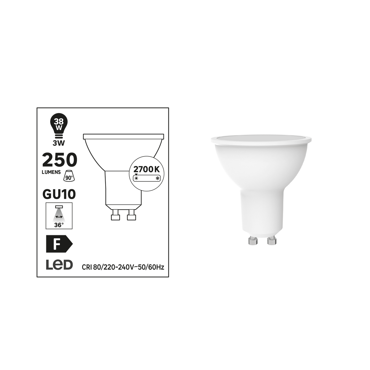 LED BULB GU10=38W WARM LIGHT