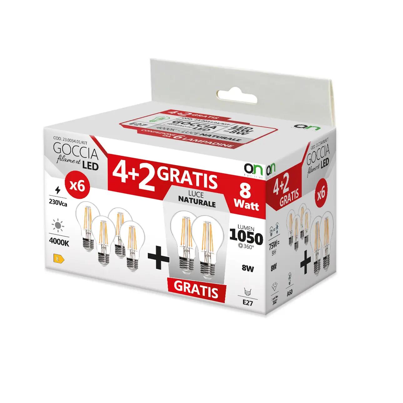 Set 4+2 bulbs 75w natural light