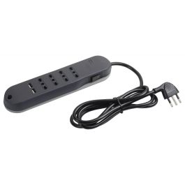 MULTISOCKET UPHILL CABLE 1.5M WITH SWITCH 4P 10/16A +2USB BLACK