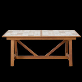 GAIA TABLE 6/8 SEATS 191.5/257X96 WOOD EFFECT WITH NATERIAL CERAMIC MOSAIC TOP