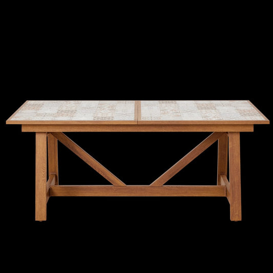 Bricocenter GAIA TABLE 6/8 SEATS 191.5/257X96 WOOD EFFECT WITH NATERIAL CERAMIC MOSAIC TOP