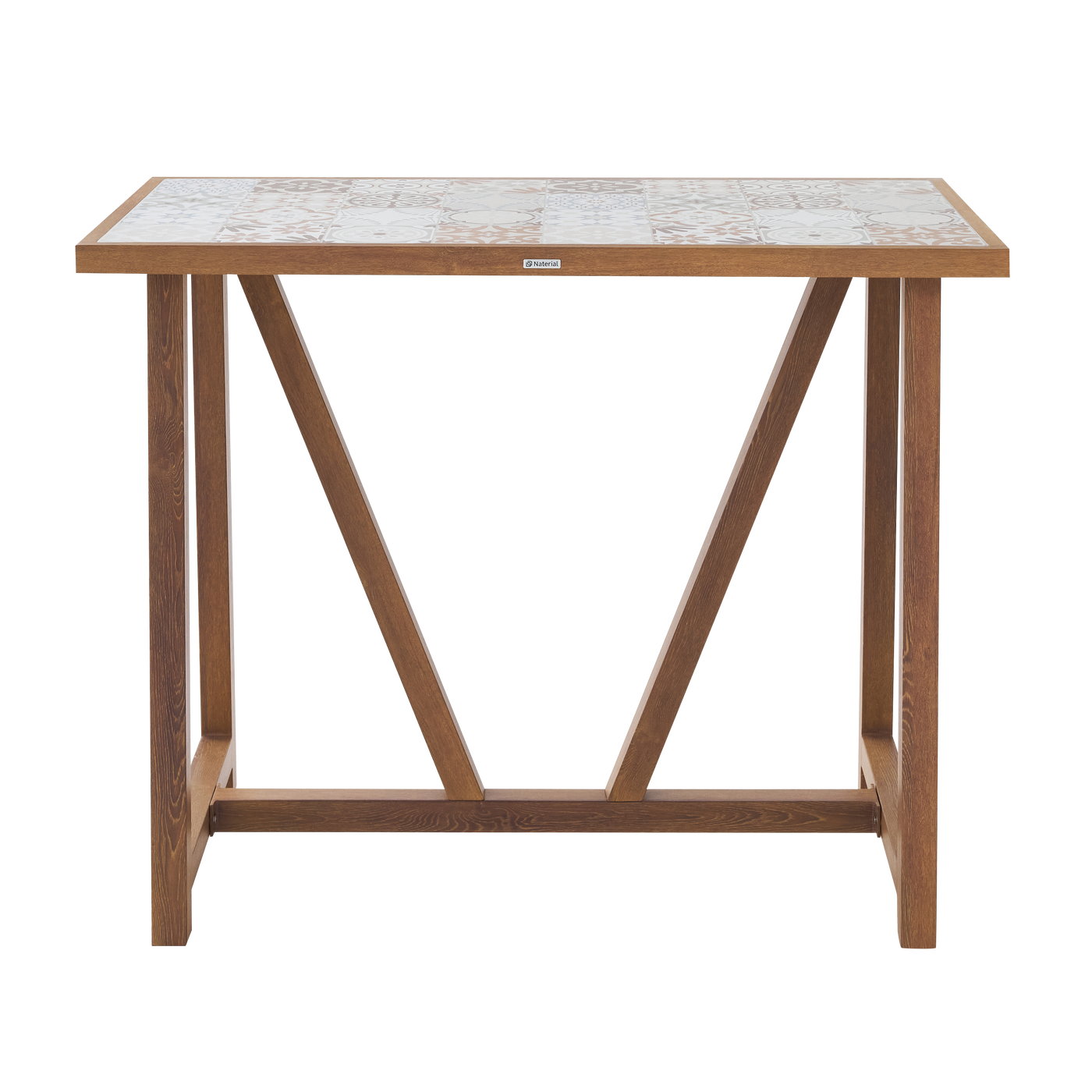 GAIA 4 SEATER 126X65.5 WOOD EFFECT TABLE WITH NATERIAL CERAMIC MOSAIC TOP