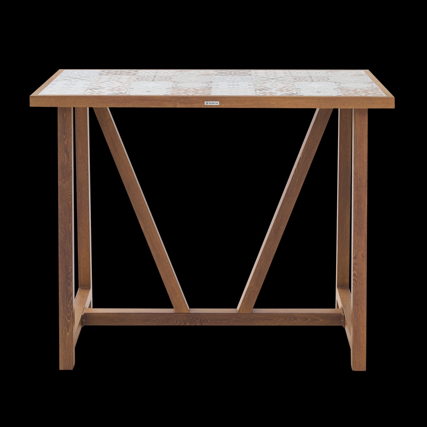 GAIA 4 SEATER 126X65.5 WOOD EFFECT TABLE WITH NATERIAL CERAMIC MOSAIC TOP