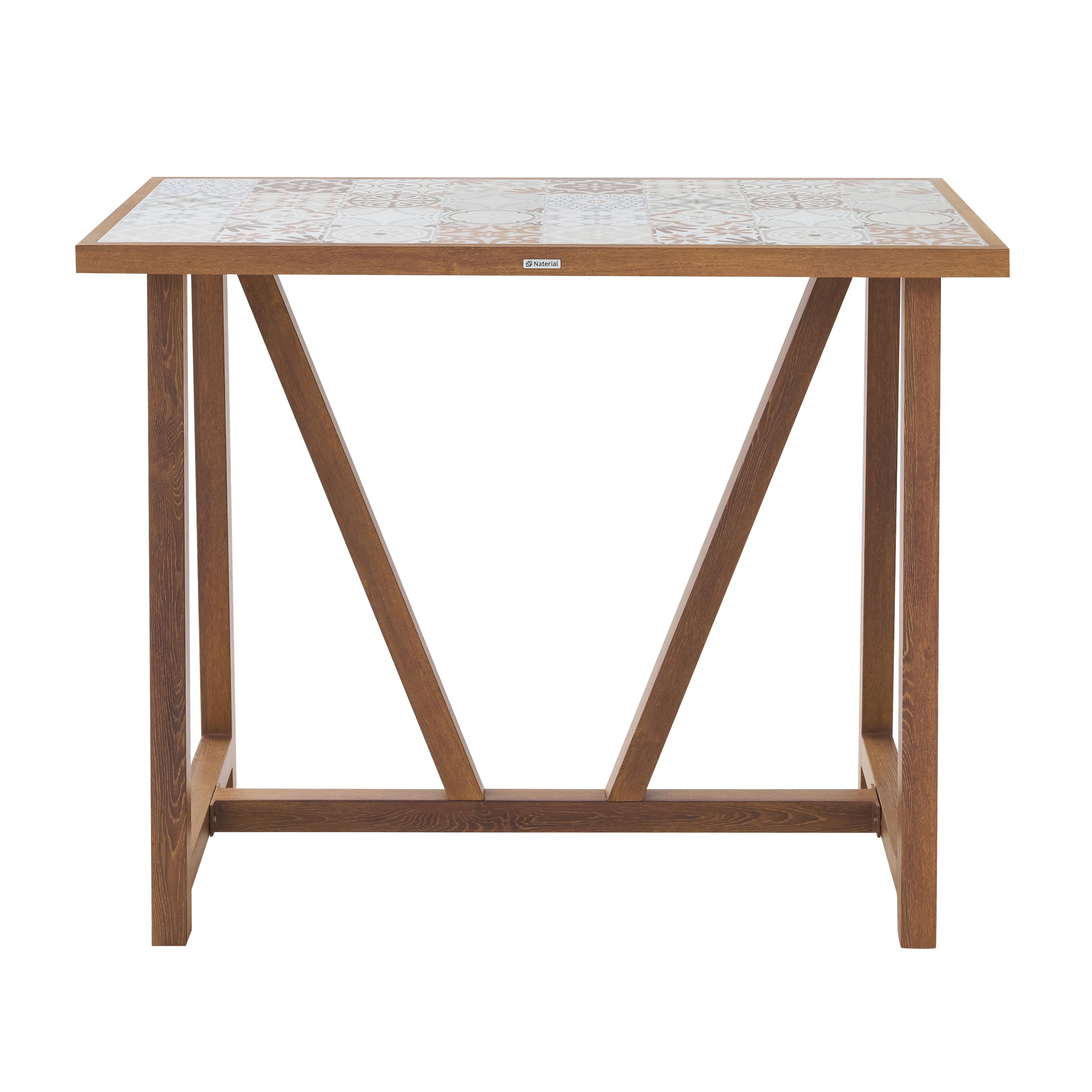 GAIA 4 SEATER 126X65.5 WOOD EFFECT TABLE WITH NATERIAL CERAMIC MOSAIC TOP