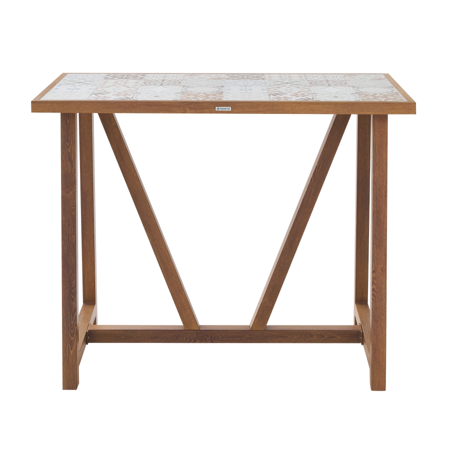 GAIA 4 SEATER 126X65.5 WOOD EFFECT TABLE WITH NATERIAL CERAMIC MOSAIC TOP