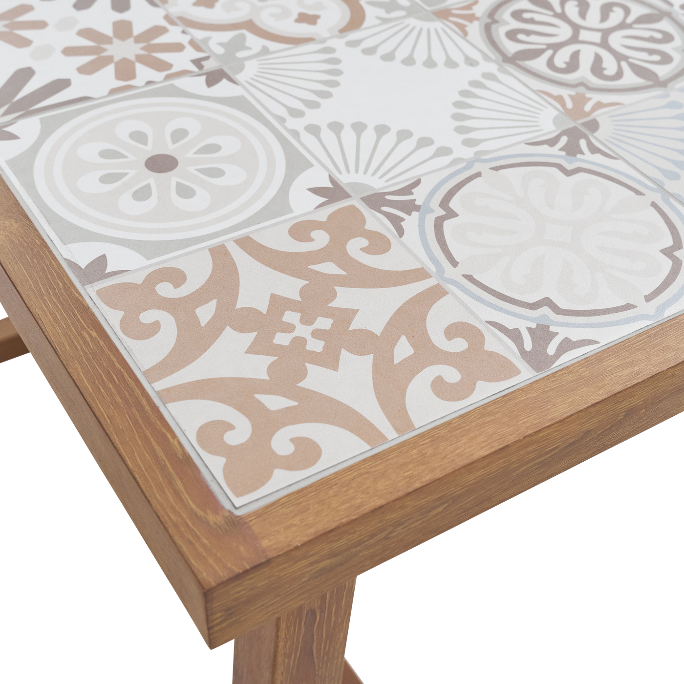 GAIA 4 SEATER 126X65.5 WOOD EFFECT TABLE WITH NATERIAL CERAMIC MOSAIC TOP