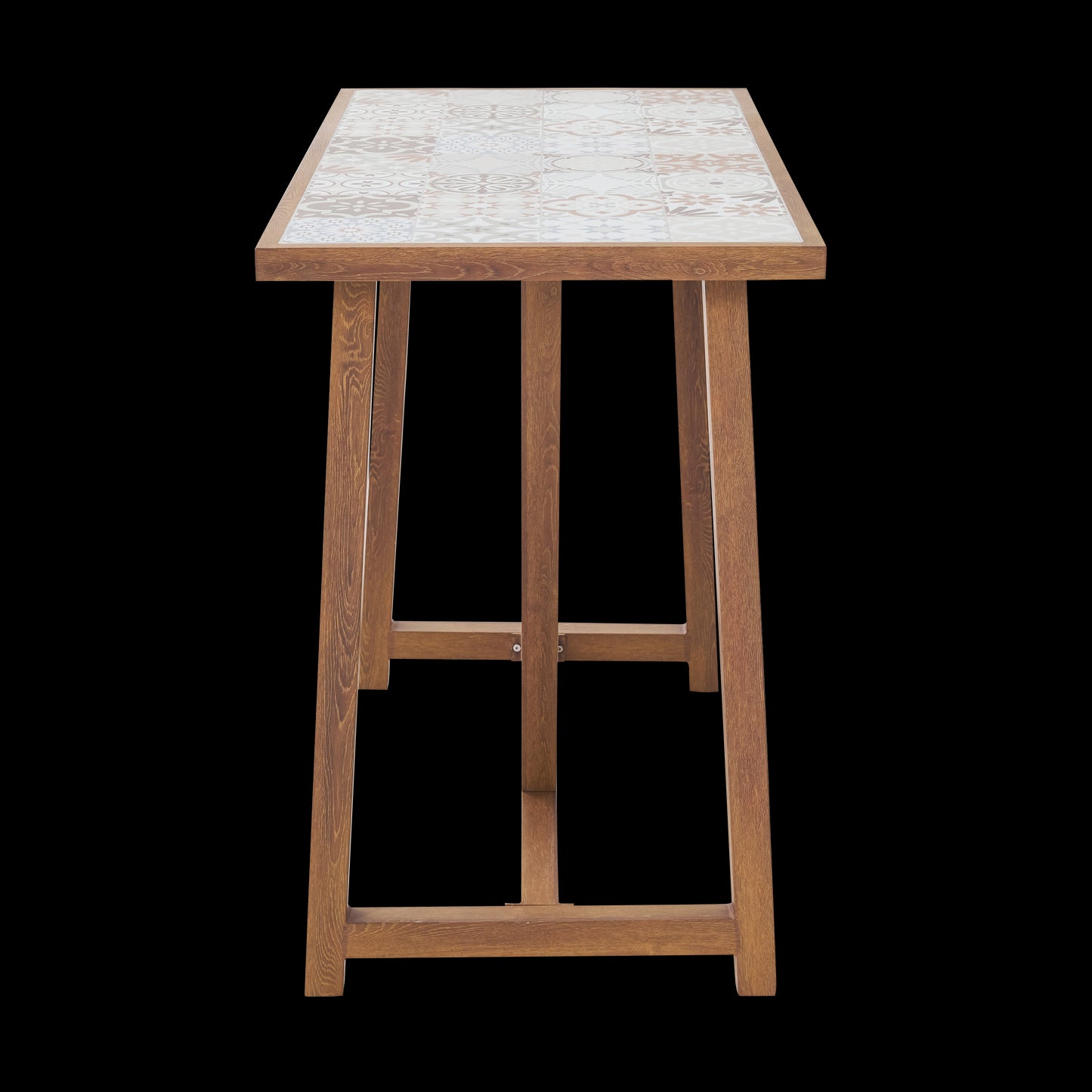 GAIA 4 SEATER 126X65.5 WOOD EFFECT TABLE WITH NATERIAL CERAMIC MOSAIC TOP