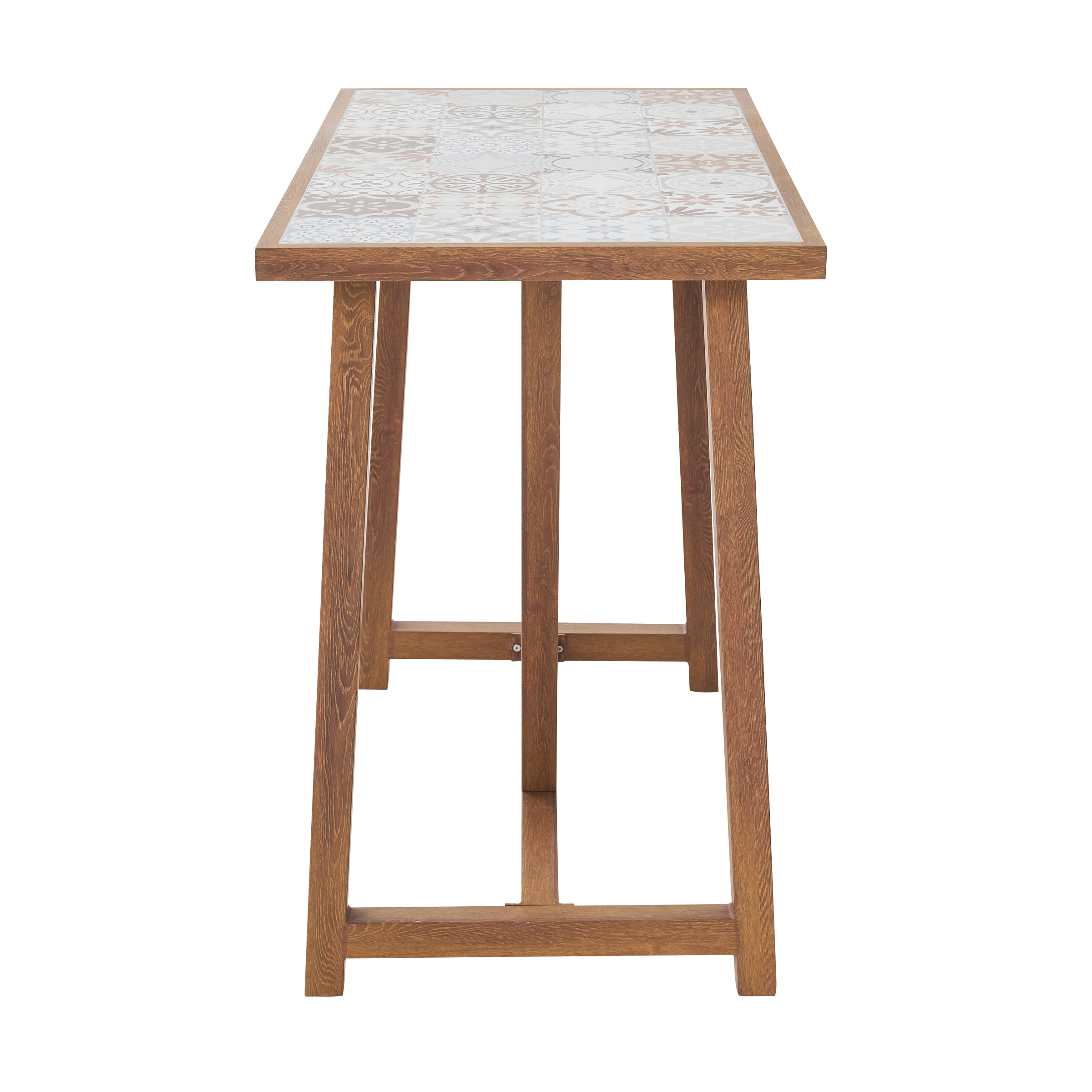 GAIA 4 SEATER 126X65.5 WOOD EFFECT TABLE WITH NATERIAL CERAMIC MOSAIC TOP