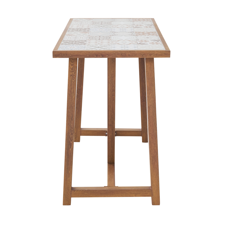 GAIA 4 SEATER 126X65.5 WOOD EFFECT TABLE WITH NATERIAL CERAMIC MOSAIC TOP