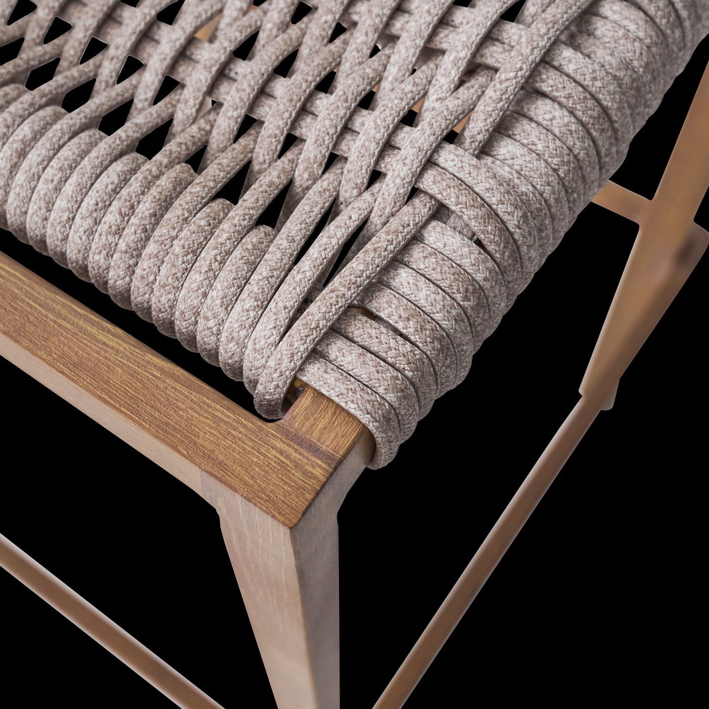 GAIA NATERIAL HIGH STOOL WOOD EFFECT ALUMINUM AND SYNTHETIC WICKER