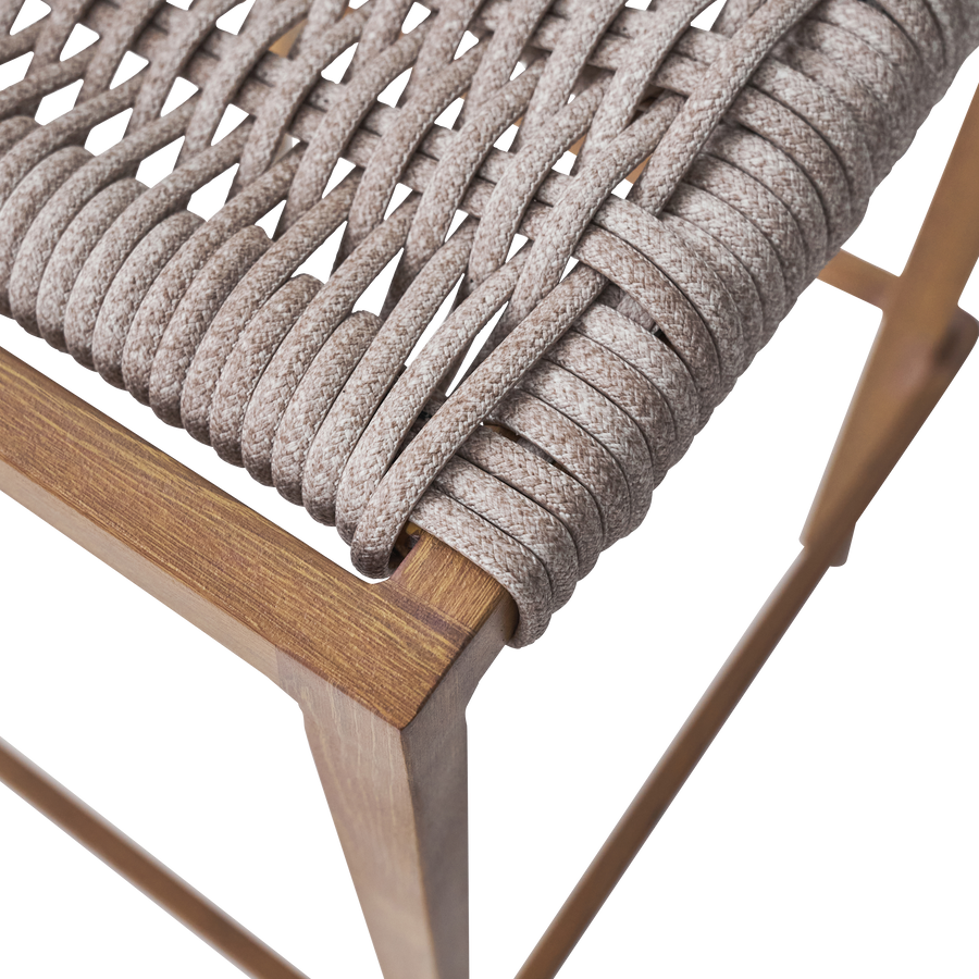GAIA NATERIAL HIGH STOOL WOOD EFFECT ALUMINUM AND SYNTHETIC WICKER
