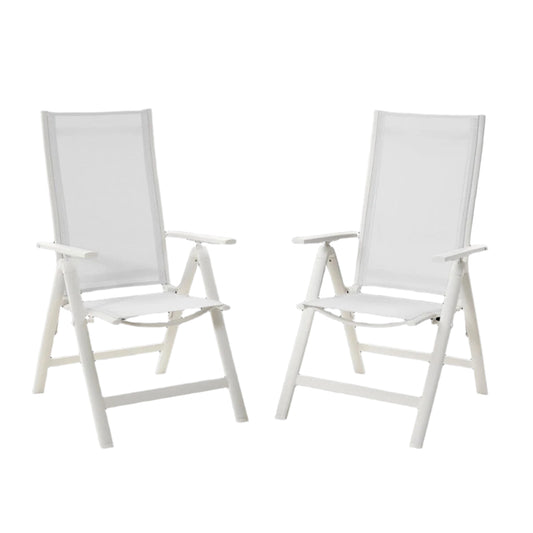 Bricocenter SET 2 MULTIPOSITION ARMCHAIRS ODYSSEA NATERIAL ALUMINUM AND TEXTILENE WHITE