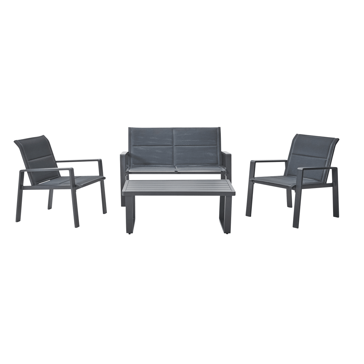 COFFEE SET ARAMIS 4-SEATER ALUMINUM AND TEXTILENE ANTHRACITE