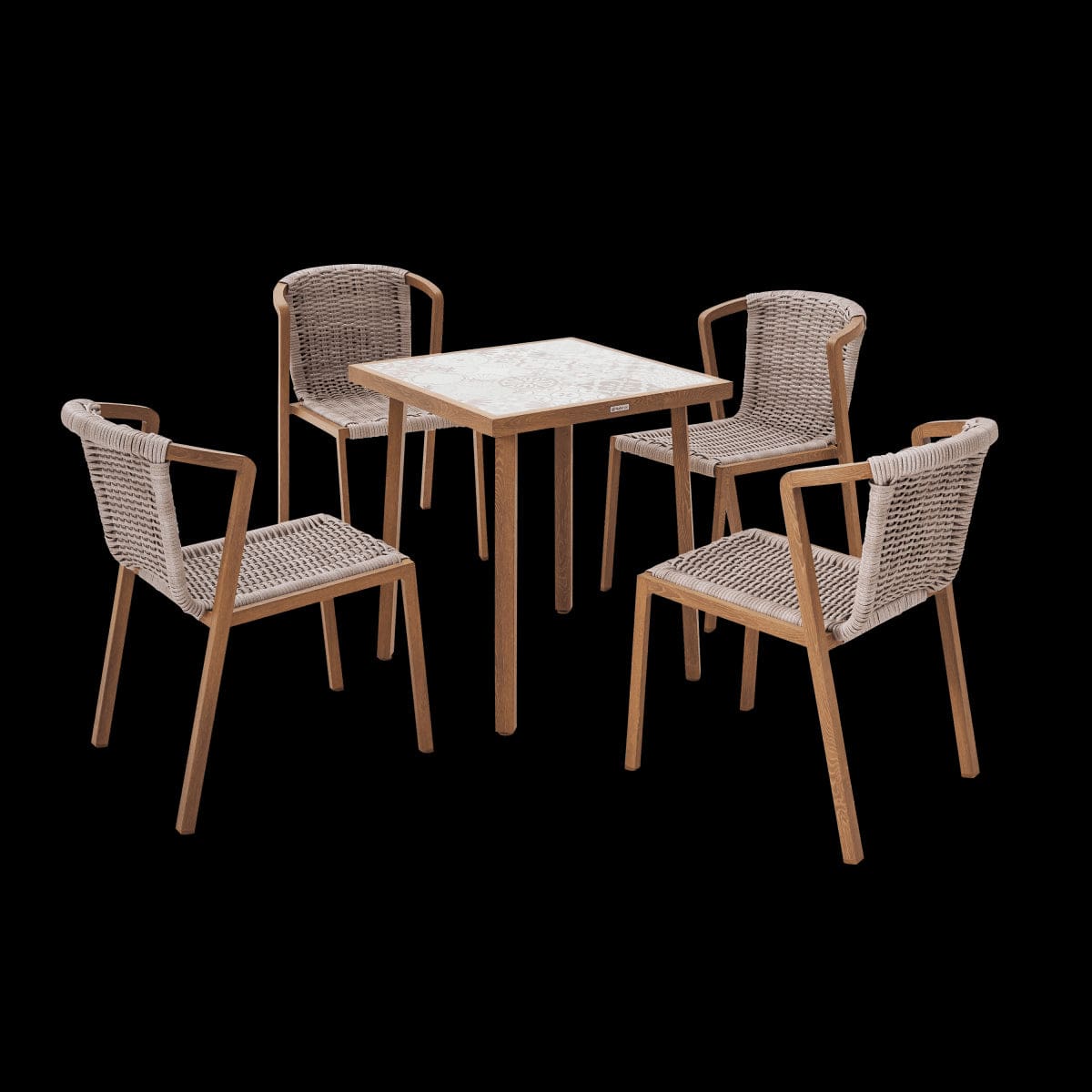 Bricocenter GAIA BALCONY TABLE 2/4 SEATS NATERIAL 65.5X65.5 WOOD EFFECT WITH MOSAIC TOP IN CERAMI