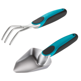 GARDENA TWO SMALL TOOLS SET IN ALUMINIUM AND ERGONOMIC HANDLE