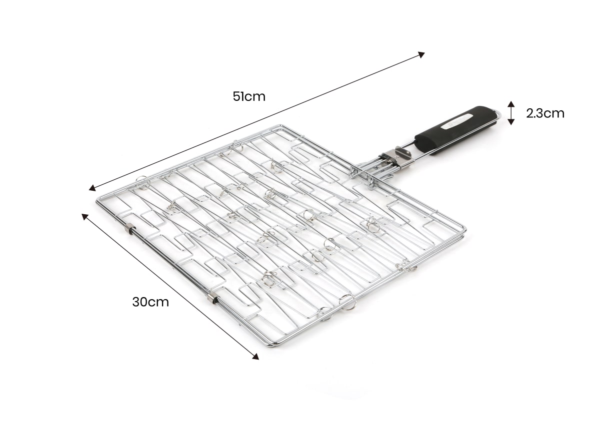DOUBLE STEEL BBQ GRILL NATERIAL 30X26CM