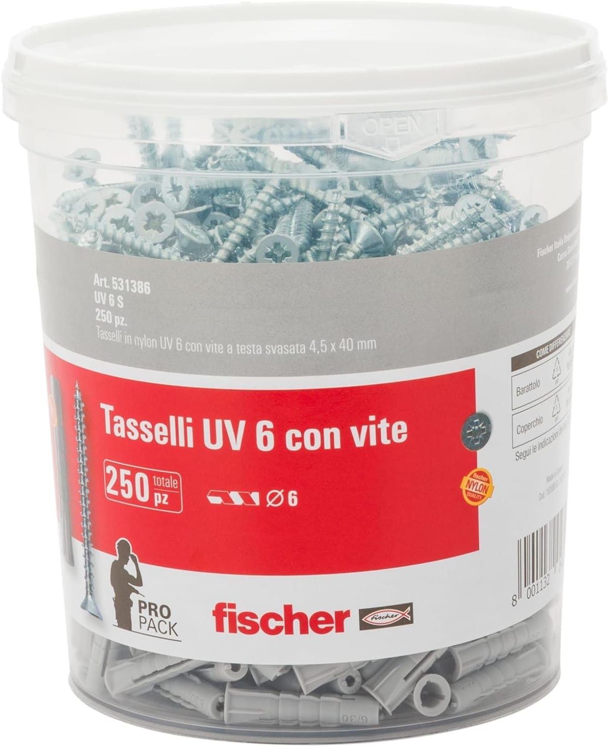 Bricocenter TIN OF FISHER 250 UV 6S PLUGS, 250 PLUGS+250 SCREWS