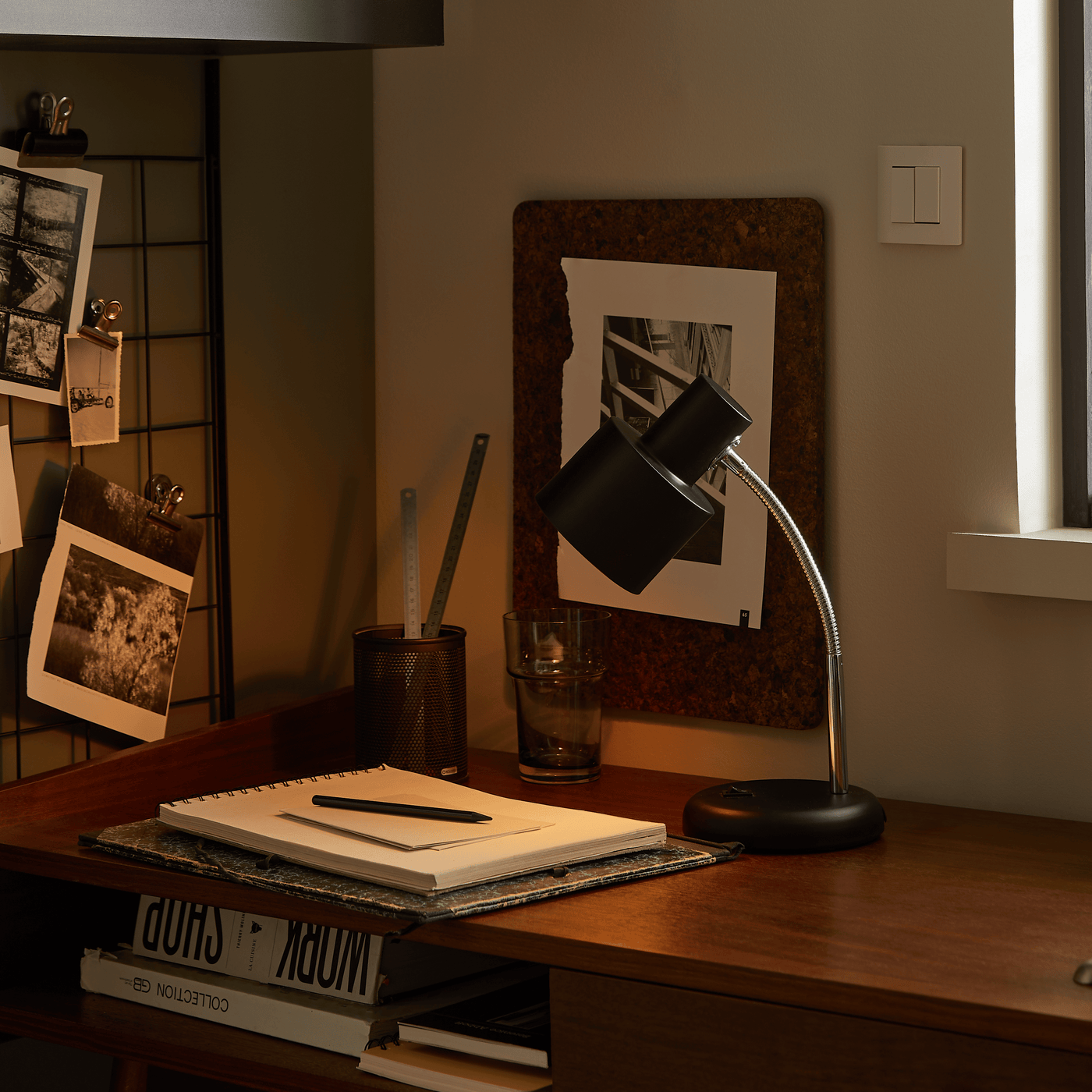 Poucet study lamp, black metal, H34 cm, E27 = 25W