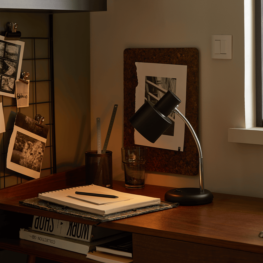 Lampada studio poucet metallo nero h34 cm e27=25w