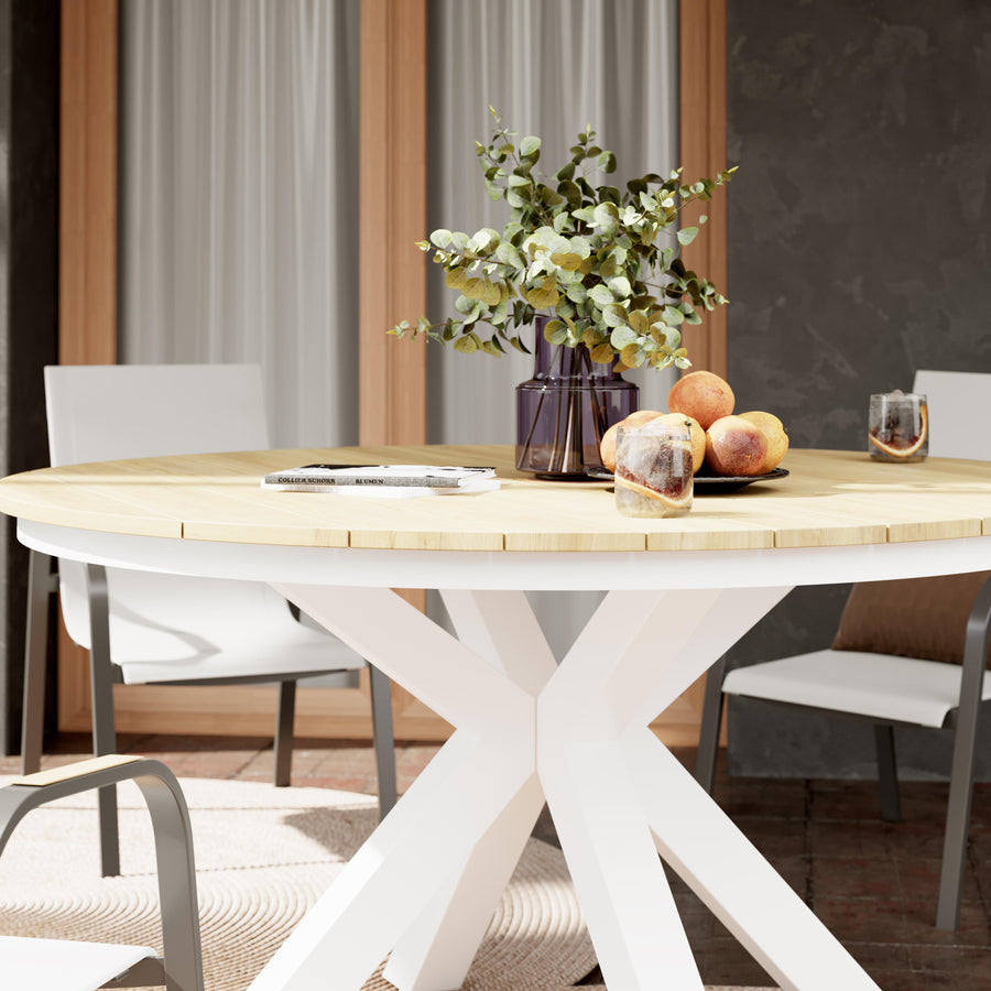 CAPRI ROUND TABLE DIAMETER 140 WOOD EFFECT AND WHITE